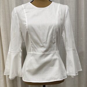 BCBGMaxAzria White Flared Sleeve Blouse